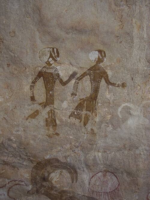 Tassili n'Ajjer cave painting depicting cornrows